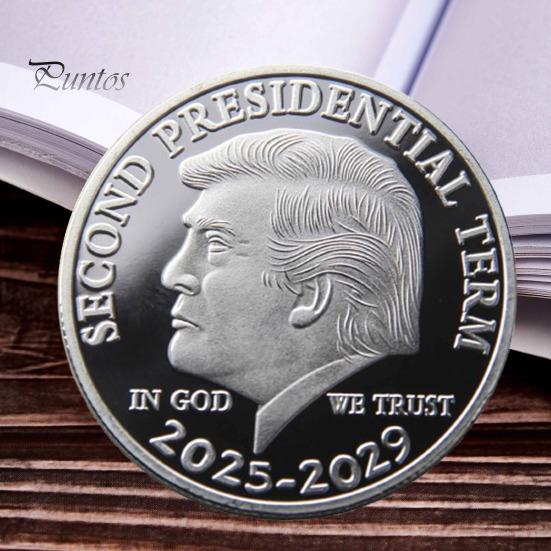 Сувенирная монета Трампа Второй президентский срок 2025-2029 гг. Коллекционная металлическая сувенирная монета с изображением Трампа Подарок для сторонников MAGA KAG