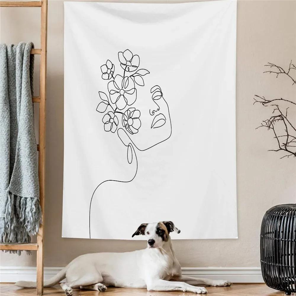 Абстрактные минималистские линии Декоративный гобелен Украшение стены дома Гостиная Офис Гобелен