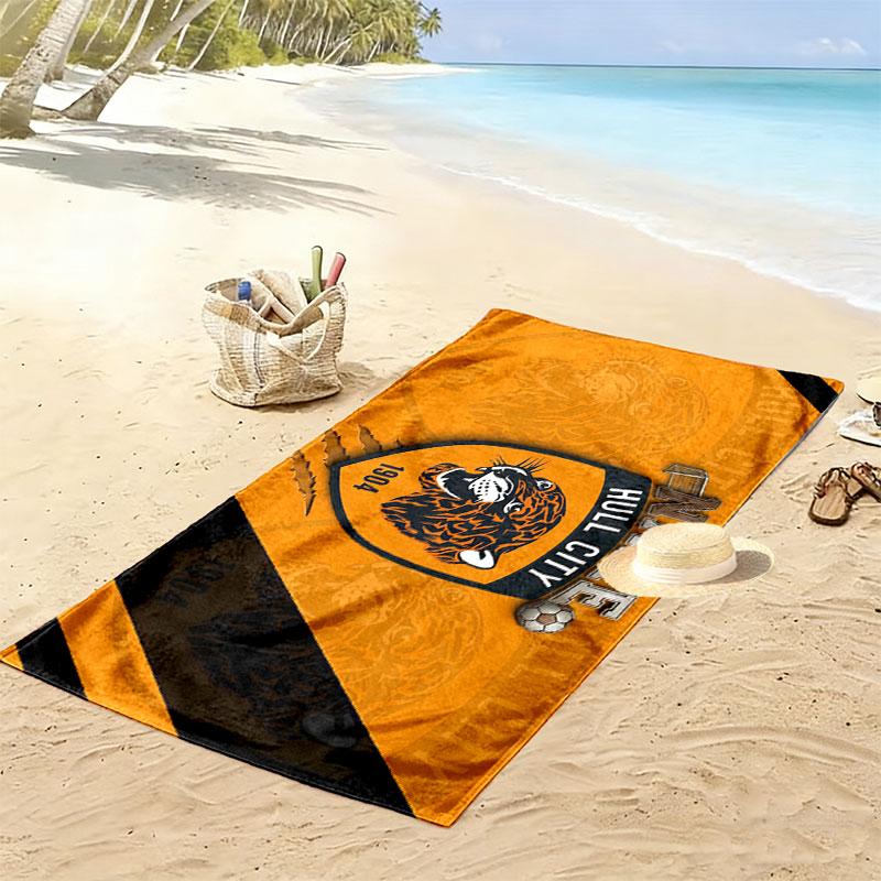 Пляжное полотенце с принтом Hull City, Большое, Мягкое, Быстросохнущее, для Пляжа, Кемпинга, Плавания
