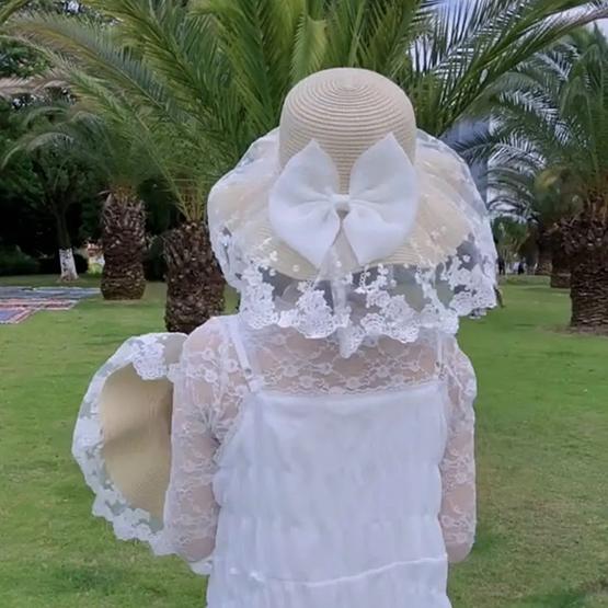 WTEMPO Женские летние элегантные кружевные лоскутные шляпы от солнца с широкими полями, повседневные, дышащие, пляжные, солнцезащитные шляпы с бантом