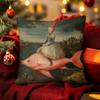 Double Sided Renaissance Art Girl Riding Fish Throw Pillow Cover Surreal Medieval Painting Print Cushion Case For Home Decor