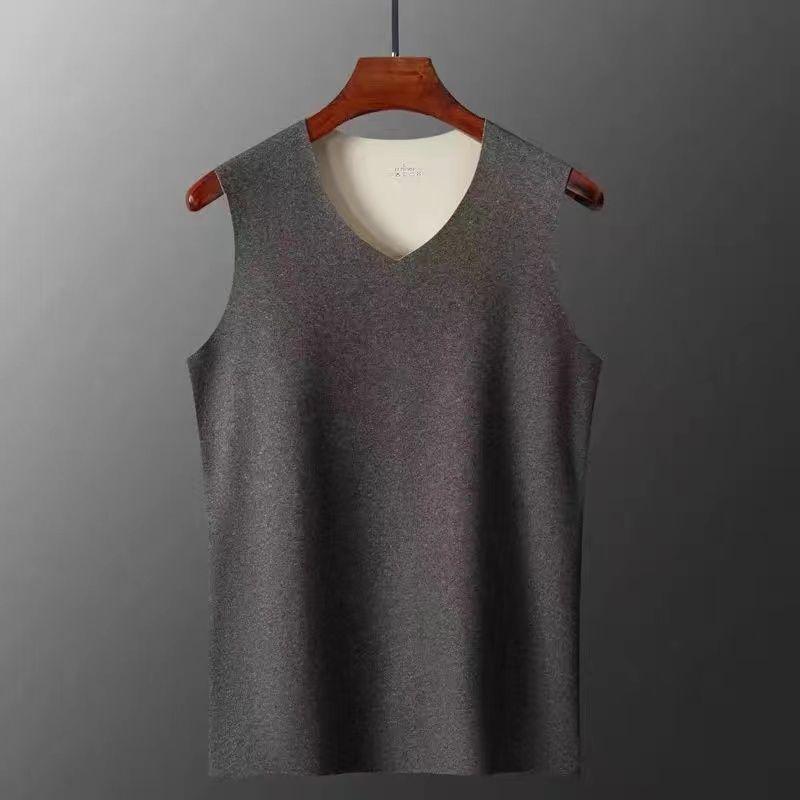 Мужской бесшовный быстроразогревающийся терможилет - двухсторонняя шлифовка, однотонный, осенняя одежда