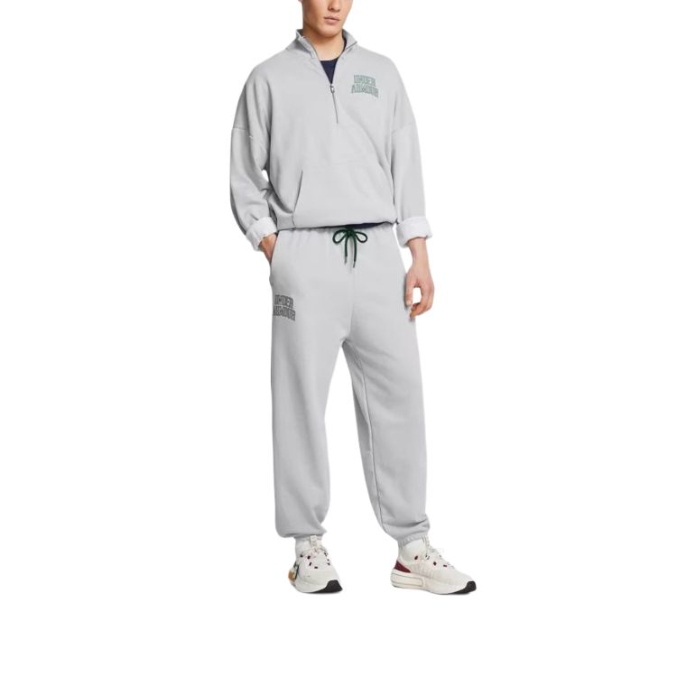 Under Armour Иконка Hwt Терри Принт с буквами Повседневные брюки Мужские Светло-серый 1386551-011