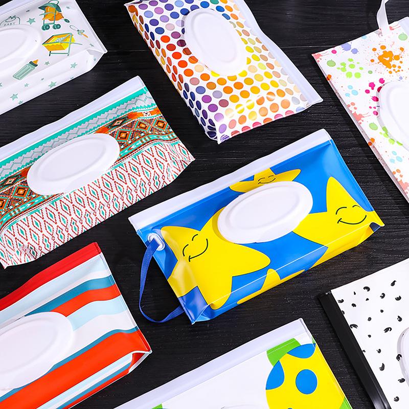 Чехол для влажных салфеток для малышей, портативный держатель для салфеток, откидная крышка, многоразовый многоразовый косметический чехол с защелкивающимся ремешком, полезная коробка для салфеток