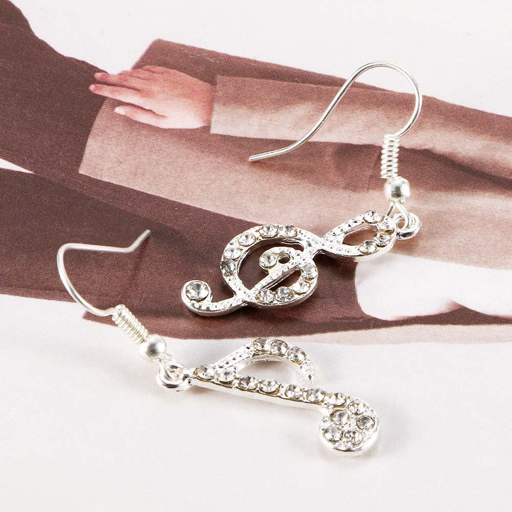 New Brand Summer Music Note Drop Crystal Dangle Drop Earring Fashion Accessories Earrings Jewelry