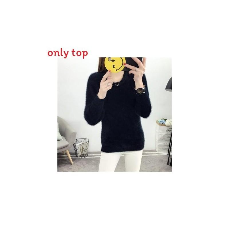 Minimalist Sweater With Faux Mink Fur For Casual Women