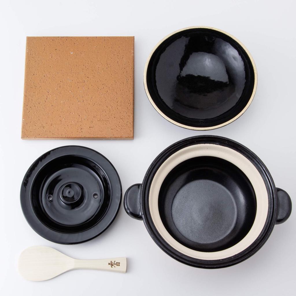 Hasegawa Kamadosan Earthenware Rice 21 Direct Heat Black Iga Made In Includes Rice and Recipe Set Cooker, 2-cup Capacity, Cm, Only, Ware, Japan,