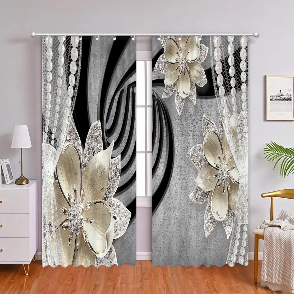 Красивый цветочный ламбрекен Шторы с 3D-печатью Гостиная Спальня Декоративная фоновая ткань Занавеска для ванной комнаты с крючками