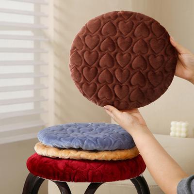 Круглый чехол для табурета с тисненым узором в виде сердечек, мягкая фланель, эластичная лента, нескользящая подушка для сиденья, чехол для стула, аксессуар для табурета