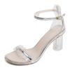 Women Sandals with Elastic Fashion Women Hasp Transparent Thick Heel High Heeled Leisure Shoes Sandals Clear Shoes Women 789