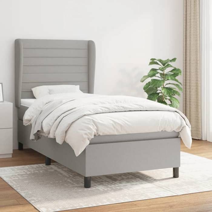 Maison Exclusive - Sommier à lattes de lit avec matelas Gris clair 80x200 cm Tissu