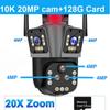 2024 10K 20MP WiFi IP-камера наружная 20-кратный зум камера видеонаблюдения Ai Track пять объективов три экрана уличная CCTV PTZ видеокамера 360°