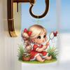 New Acrylic Flat 2D Flower Fairy Green Fresh Girl Cartoon Car Pendant Keychain