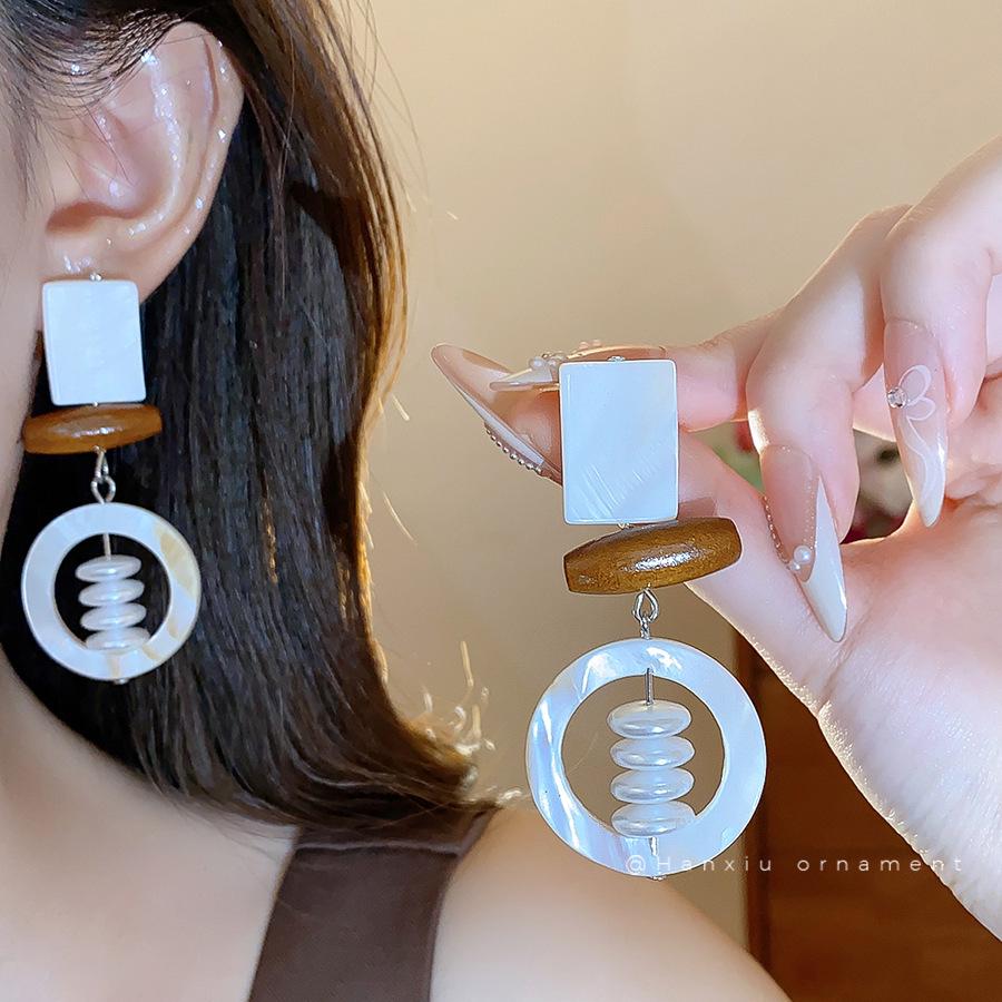 Серьги-подвески Геометрические с бантом Сердце леопарда Серебряная игла - Трендовый корейский стиль для женщин