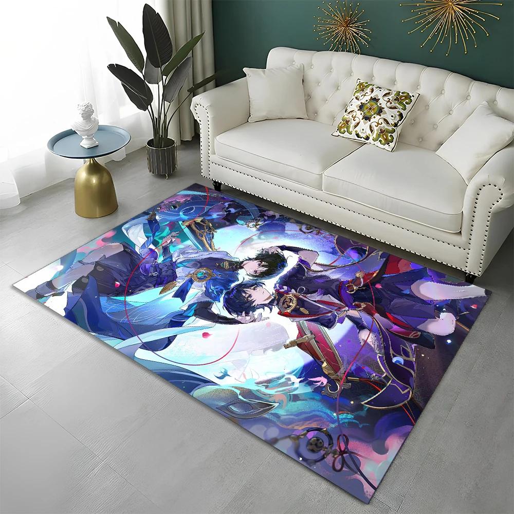 Game Genshin Impact Gamer Cartoon Carpet Rug for Home Living Room Bedroom Sofa Doormat Decor,Child Area Rug Non-slip Floor Mat