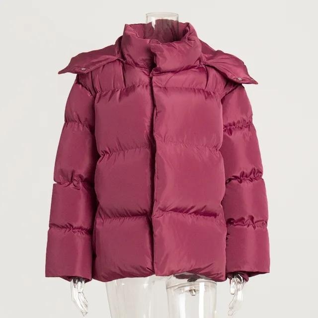 DRIPX Winter New Loose Hooded Cotton Padded Coat Women Solid Color Thick Warm Casual Quilted Apparel