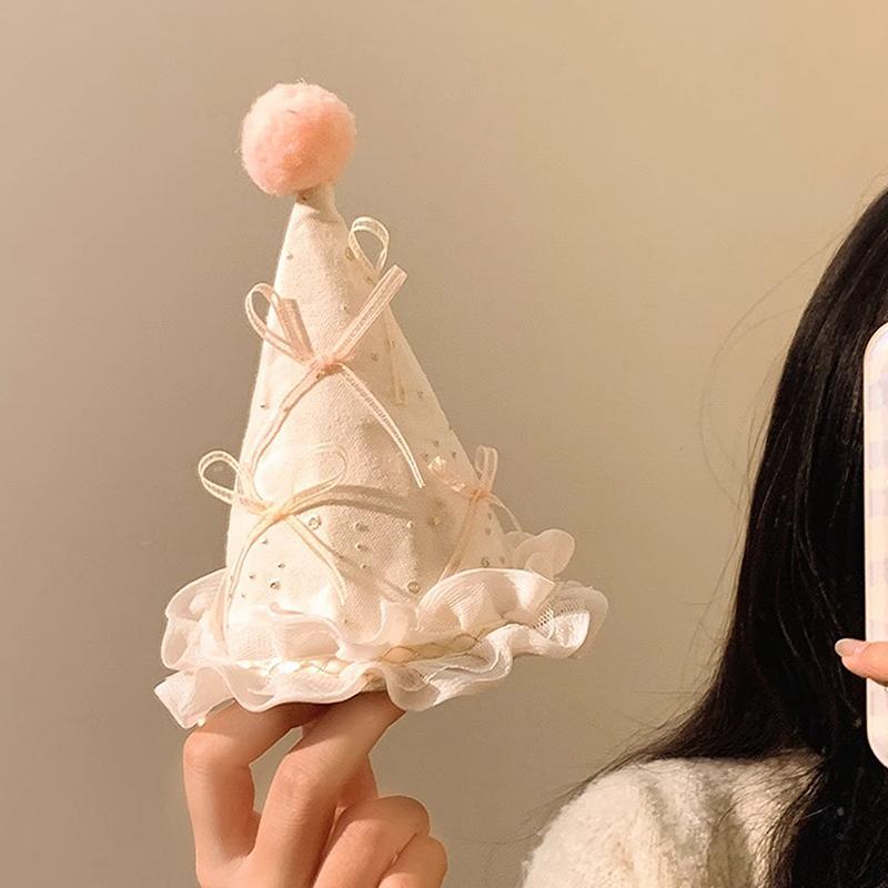 Милый бант помпон шляпа на день рождения заколки для волос головной убор для милой девочки аксессуары для волос для вечеринки реквизит для детской фотографии