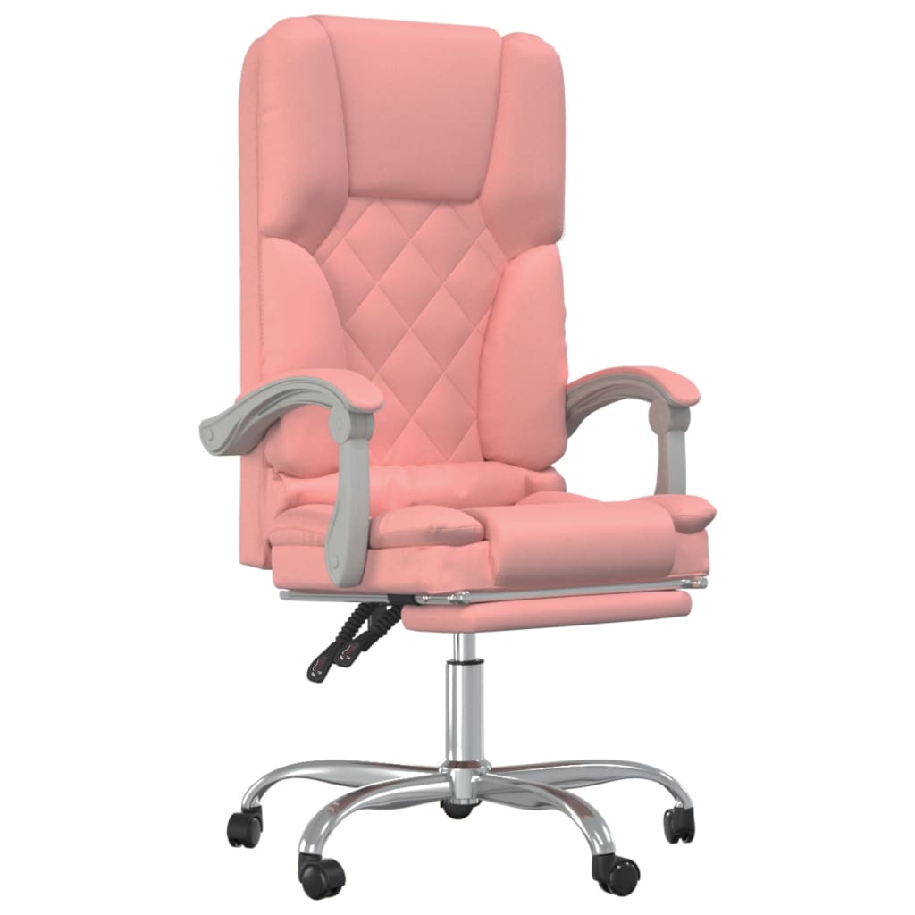 Office Chair with Massage Function Pink Artificial Leather