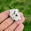 Natural Coconut Jasper Solitaire Flower Adjustable Ring 925 Silver For Girls