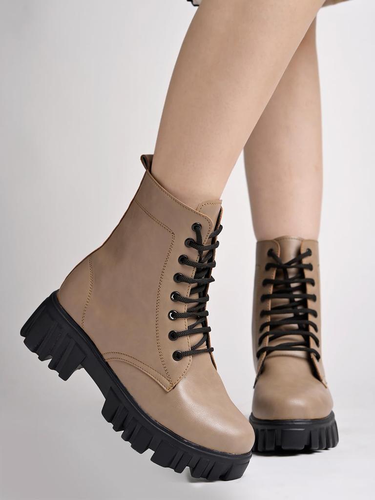 Shoetopia Женские короткие ботильоны на массивном каблуке с нескользящей подошвой, удобные модные ботильоны на щиколотку | Мягкая амортизирующая подошва | Для повседневной носки, вечеринок и зимы