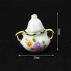 European Miniature Flower Ceramic Teapot Cup Set Dollhouse Pretend Play Toy