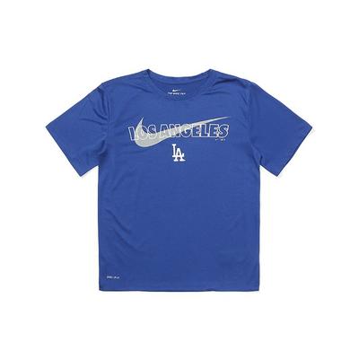Los Angeles Dodgers Big Swoosh Двойной Логотип Цветные Блоки Повседневная Футболка С Коротким Рукавом Детские Топы Королевский Синий 3Z3B7SAHG-LAD