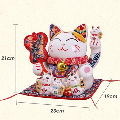 9-дюймовая керамическая копилка Maneki Neko, статуэтка кошки, приносящей удачу, монетница, украшение для дома, украшение в виде котенка, деловой подарок