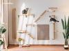 FUKUMARU Wall-Mounted Cat Steps, Rubberwood Steps with Hemp Cord Non-Slip, Four-Step Steps, Ideal for Creating a Cat Play Area, Genuine Product,