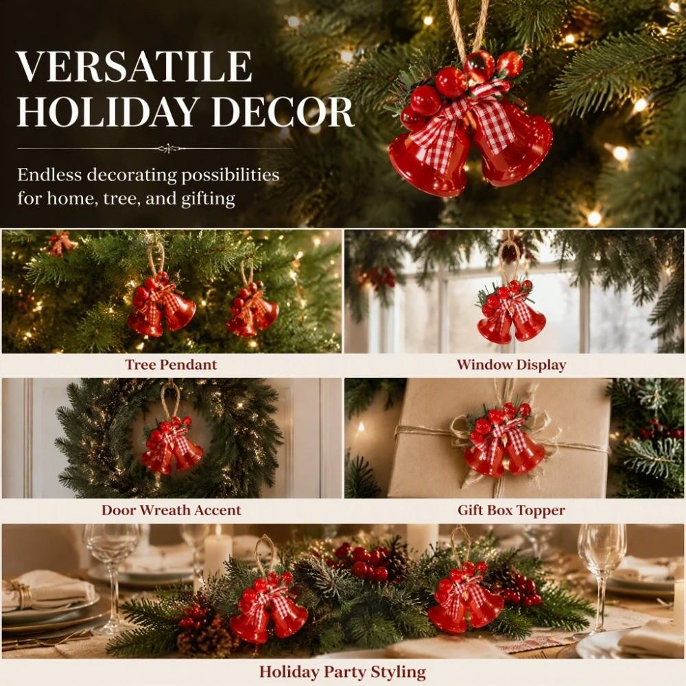 Double-Bell Christmas Bell Hanging Ornament Christmas Tree Bell Decoration Indoor Decor Prop