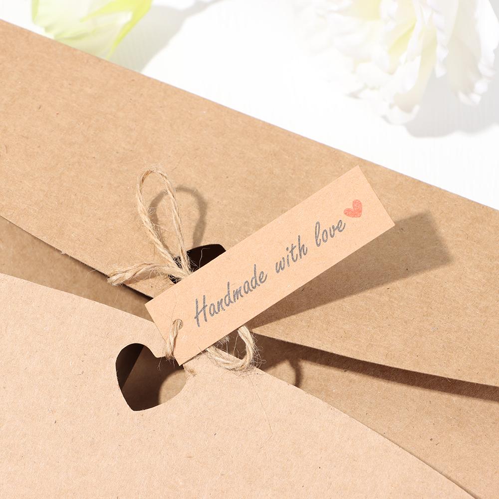 Ornament Enclose 10M Strings Kraft Paper “Merci” Labels Thank You Hanging Tags Handmade With Love