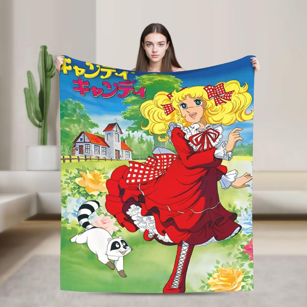 Candy Candy And Terry Anime Blanket Warm Soft Funny Plush Bedding Throws For Couch Bed Travel Flannel Bedspread Bed Cover