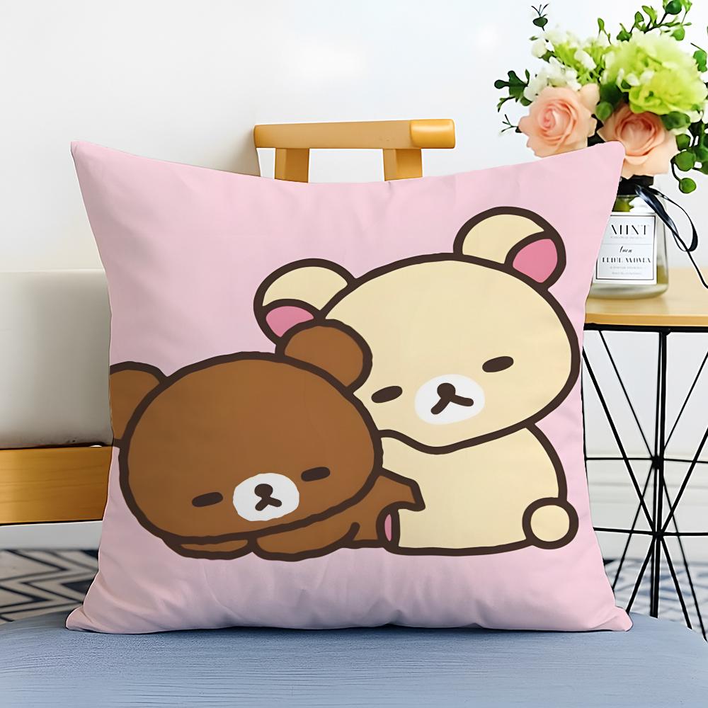 RRilakkuma Cushion Cover Washable Linen Pillowcase Soft for Sofa Bed Cozy Home Room Decor