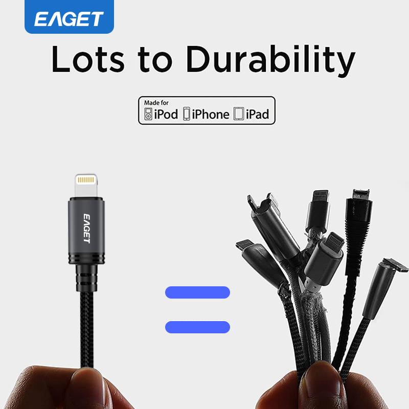 27 Вт кабель USB C - Lightning для быстрой зарядки iPhone и iPad с прочным нейлоновым плетеным проводом