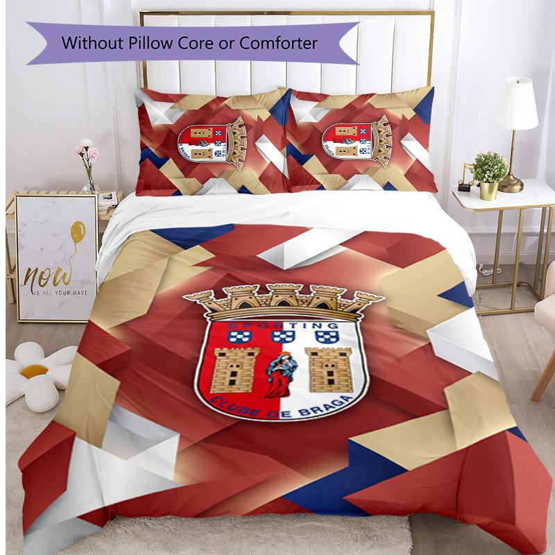 Braga FC Printed 3PCS Bedding Set Breathable Duvet Cover with Pillowcases Decorative Bed Linen for Bedroom Home