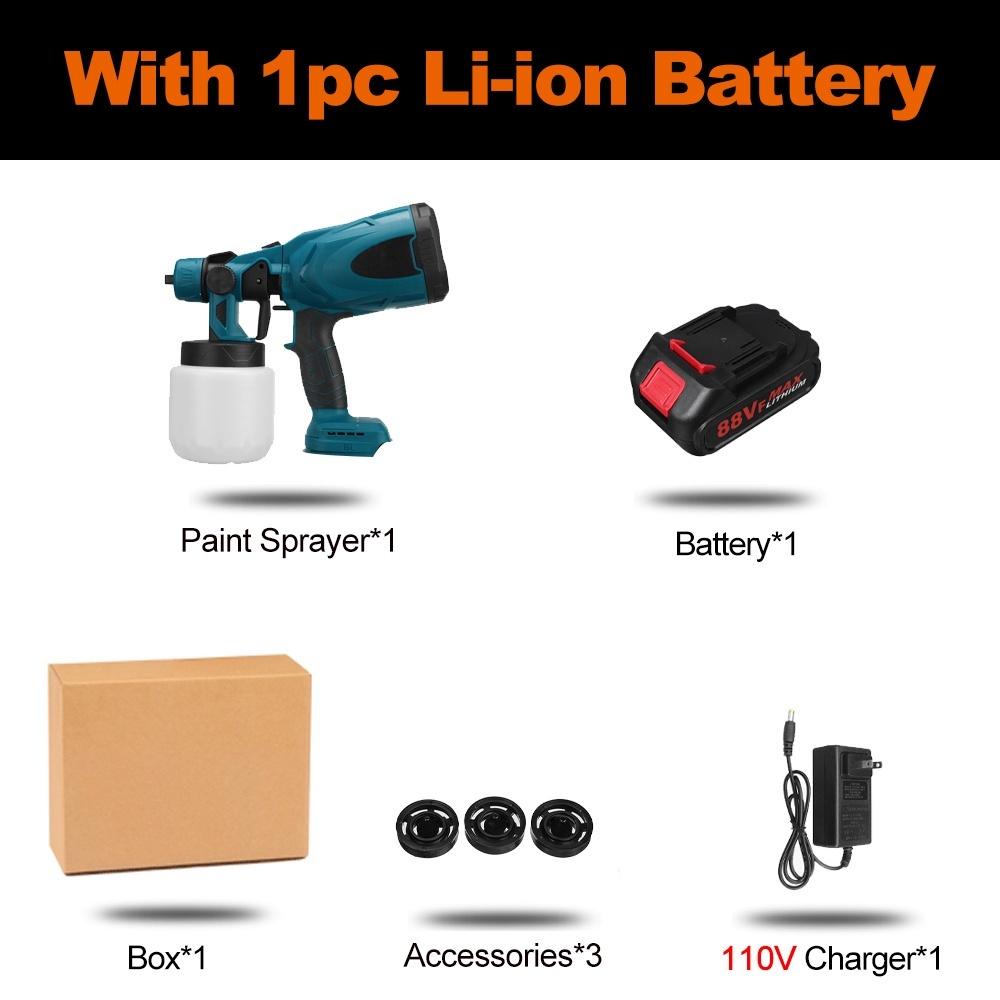 1500 Вт 800 мл 25000 об/мин Аккумуляторный электрический краскопульт с 3 насадками, регулировкой потока, аэрограф, краскопульт высокой мощности