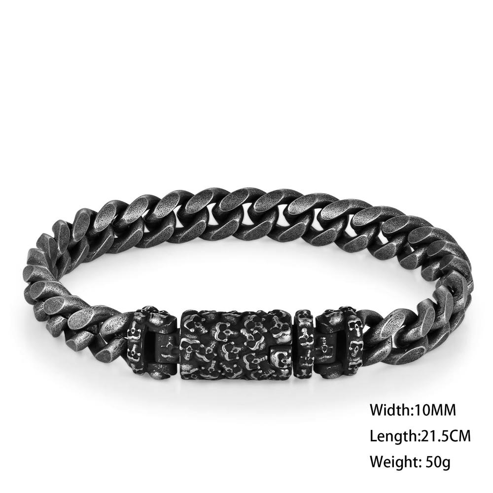 Stainless Steel Waterproof Anti Non Tarnish Vintage Cuban Link Bracelet Biker Rock Hip Hop Style for Men Punk Jewelry