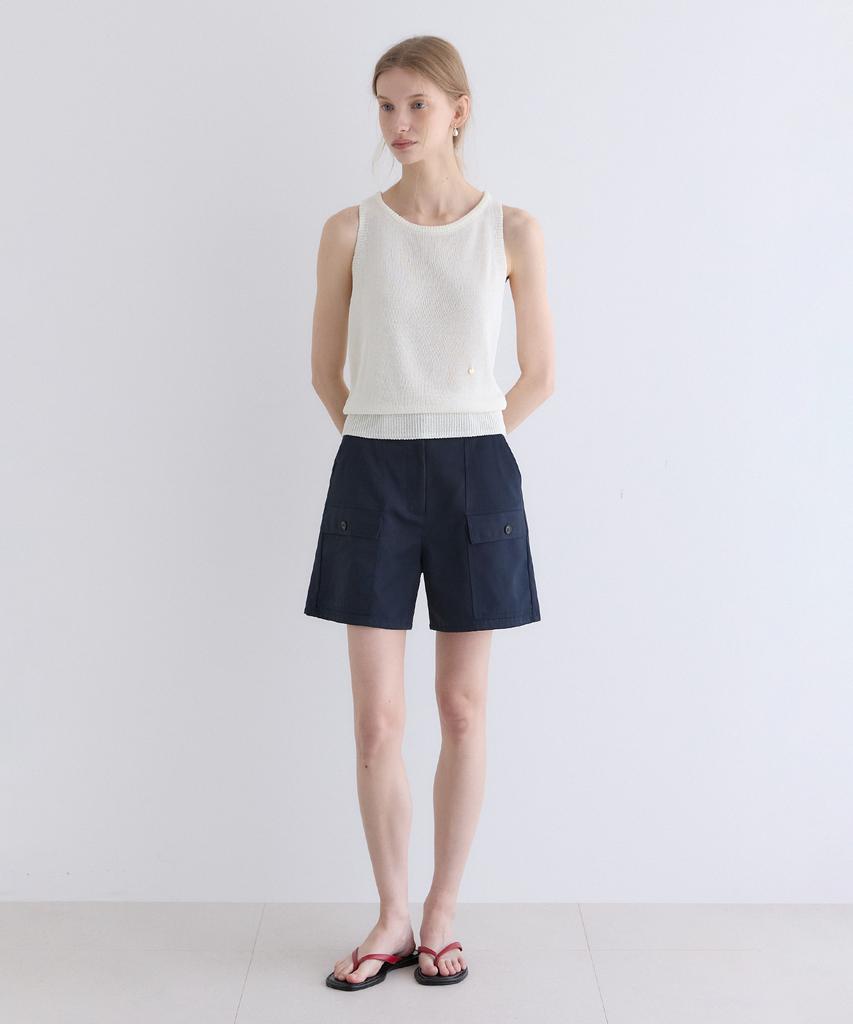 OURHOPE Plain Cargo Pocket Shorts - Navy