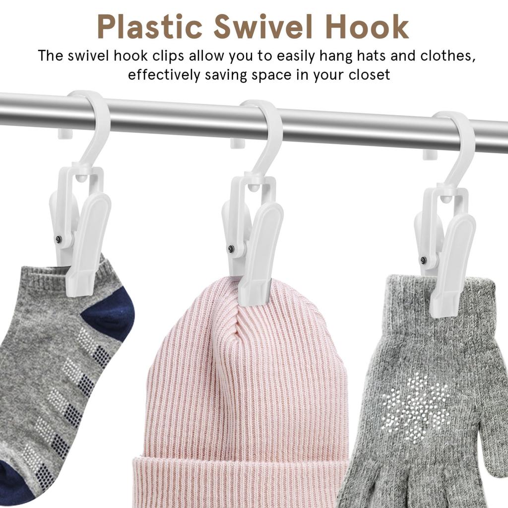 OUNONA Прищепки с 10 зажимами для одежды и дорожными крючками, ПВХ, Подвесные, Небьющиеся, Нескользящие, Штук, Большие, Кухня, Ванная комната, Сушка, Зажим,