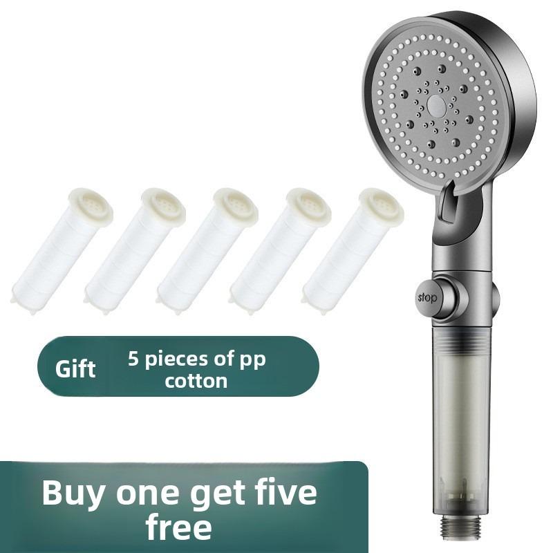 Черный пятирежимный водостопный многофункциональный набор душевой лейки для ванной комнаты, черный бытовой, большой расход воды, наддув горячей воды