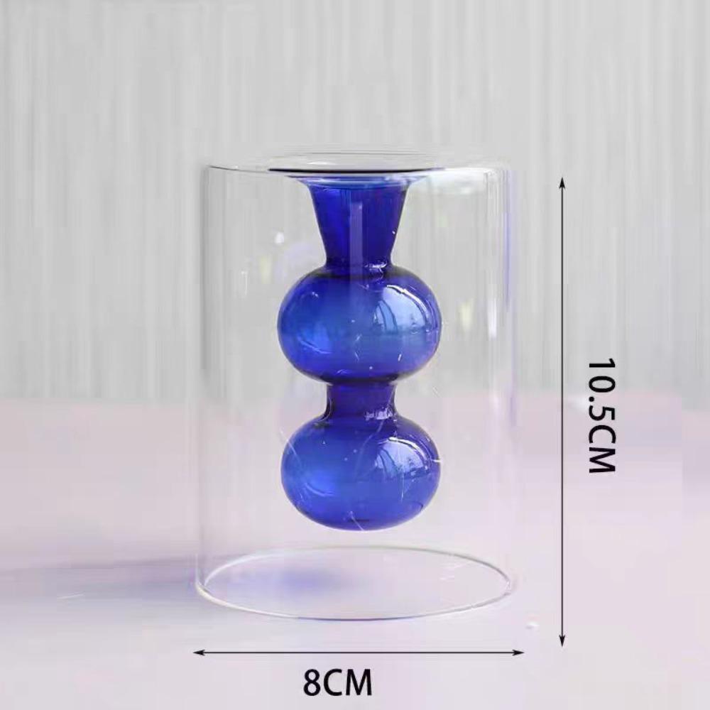 Minimalism Double-layer Flower Vase Creative Aromatherapy Diffuser Bottle Colored Glass Vase Gift
