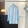 European and American Women's Clothing 1116 Autumn Polo Collar Cardigan Fashion Versatile Casual Long-sleeved Shirt Shirt Top Women
