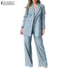 Women Cardigan Blouse and Pants Casual Two Piece Suit Set