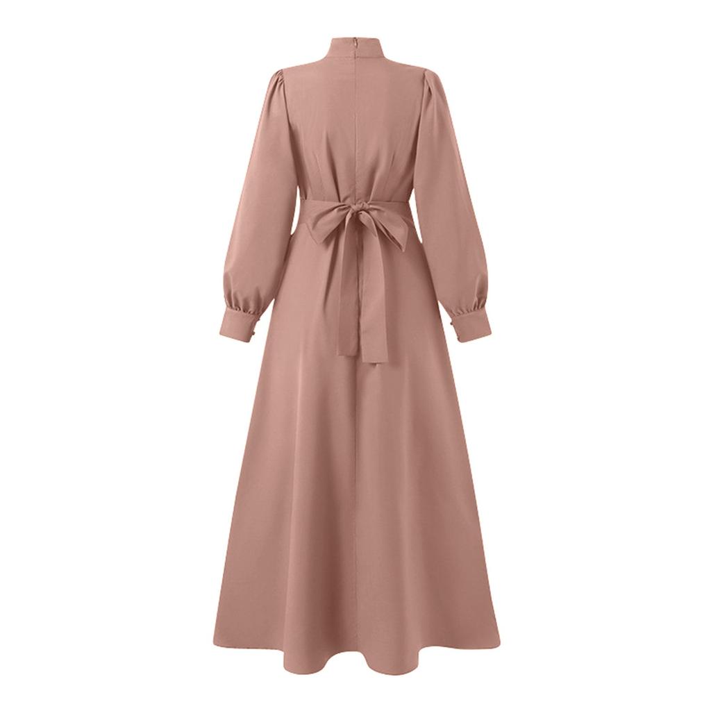 Женская мусульманская уличная мода с высокой талией и подолом, длинные рукава, платья, длинные платья