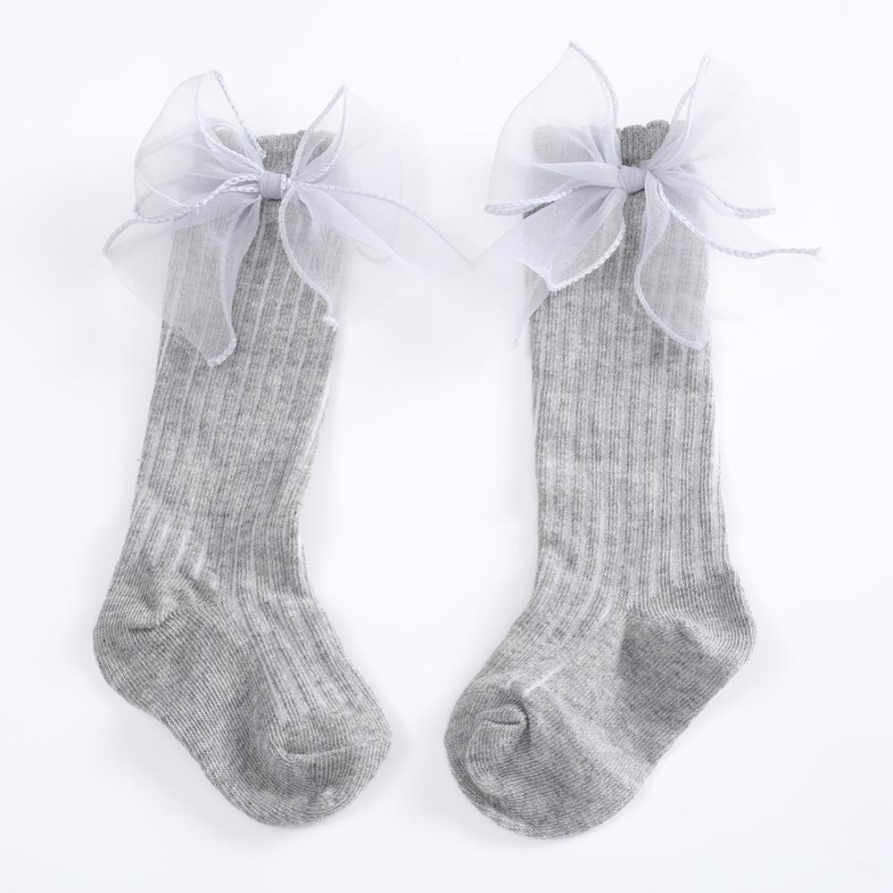 Новорожденные девочки носки детские носки малышки девочки большой бант до колена длинные мягкие хлопковые кружевные детские носки 0-3 года