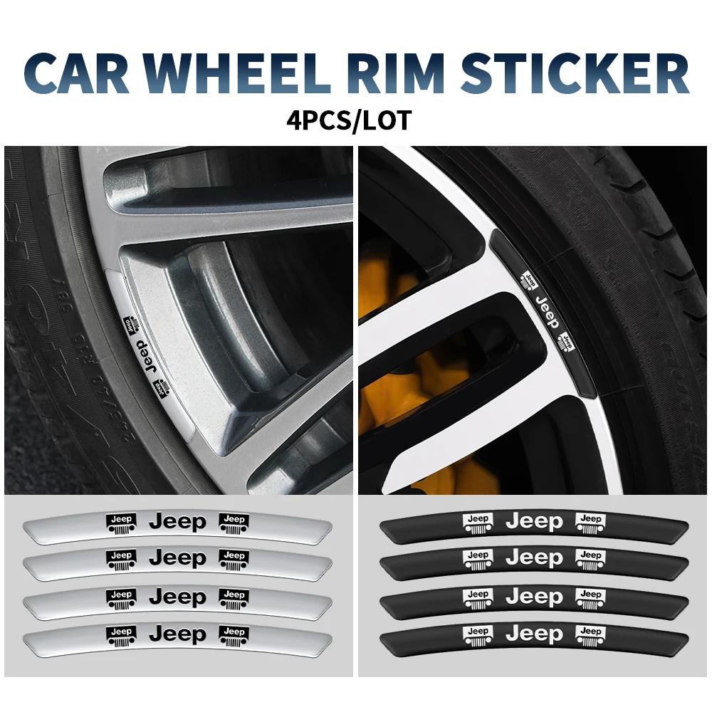 4Pcs Aluminum Car Wheel Hub Sticker Rim Center Cap Decal Car Exterior Accessories For Jeep Wrangler Grand Cherokee Compass Reneg AKO1