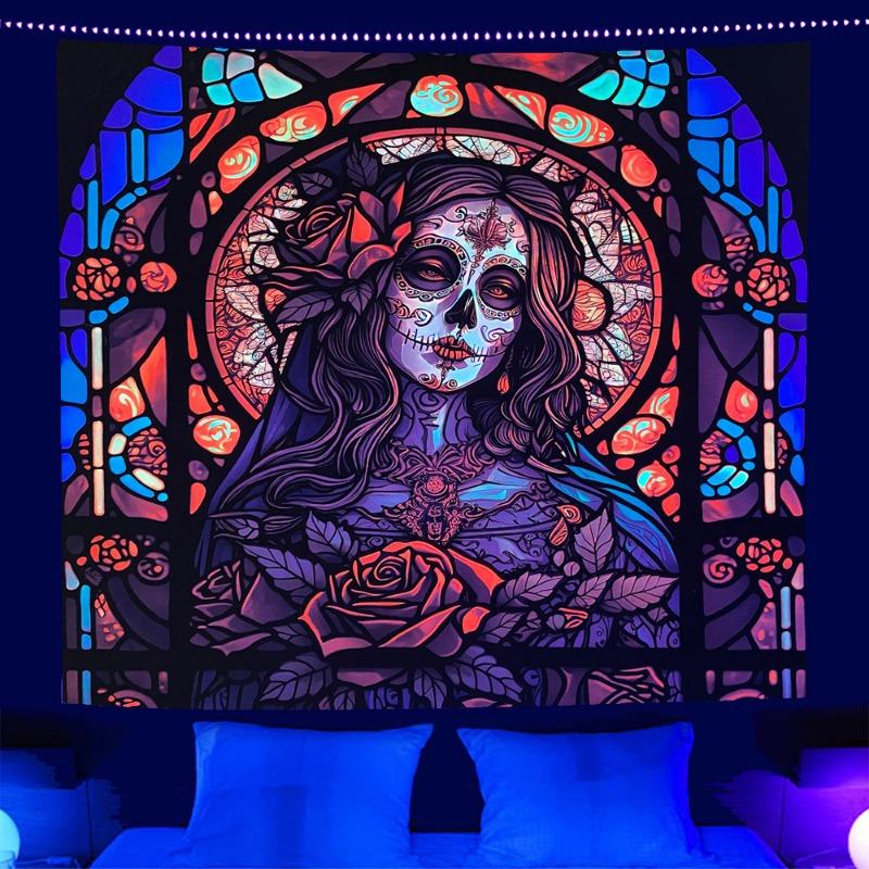 Гобелен Blacklight, настенный декор, одеяло для спальни, психоделическое покрывало