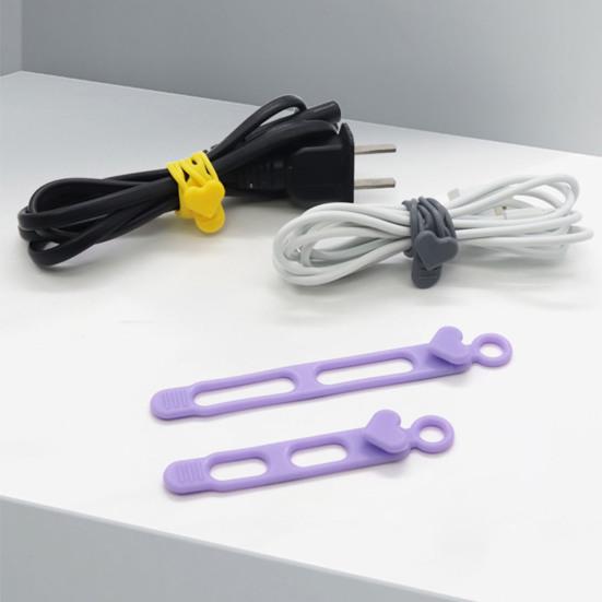 3/5/7/12/18/24Pcs Silicone Cable Tie Earphone Phone Charger Computer Power Cord Bundling Strap Reusable Elastic Wire Management Organizer Wrap