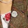 New Korean Chain Ribbon Flower Tassel Fabric Rose Brooch Lapel Pin Pin Suit Brooches