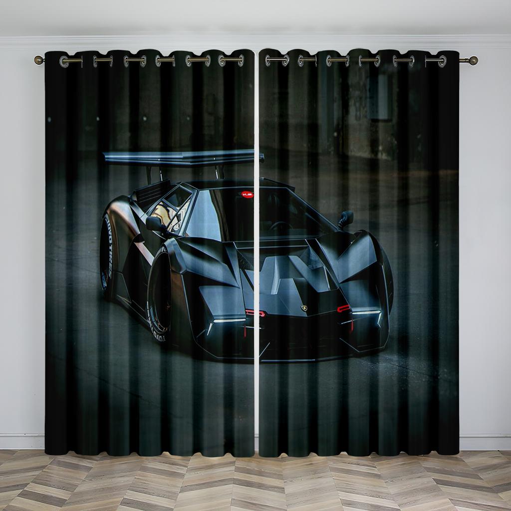 2panels Anime Start Racing Car Window Curtain 240x270cm 3D Print Semi-Blackout Curtains Living Room Bedroom Decor Child Kids
