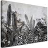Canvas Print Black and White Leaves On Concrete Background
